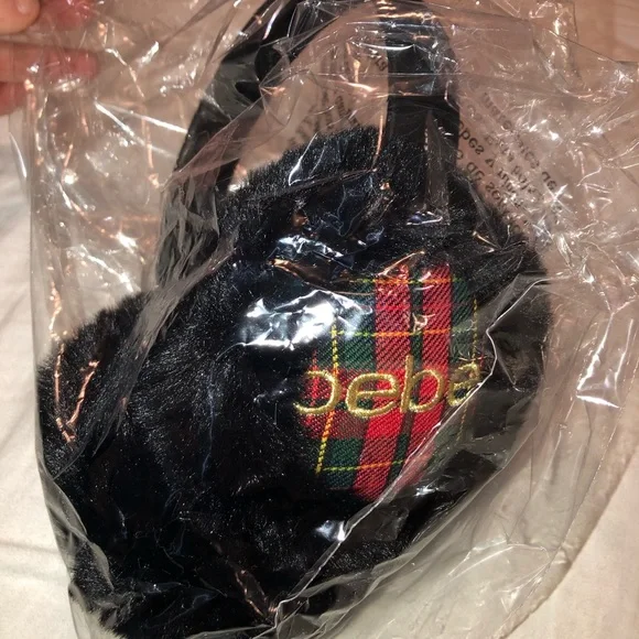 NWT Bebe Earmuffs - Red and Green Plaid - Picture 2 of 2